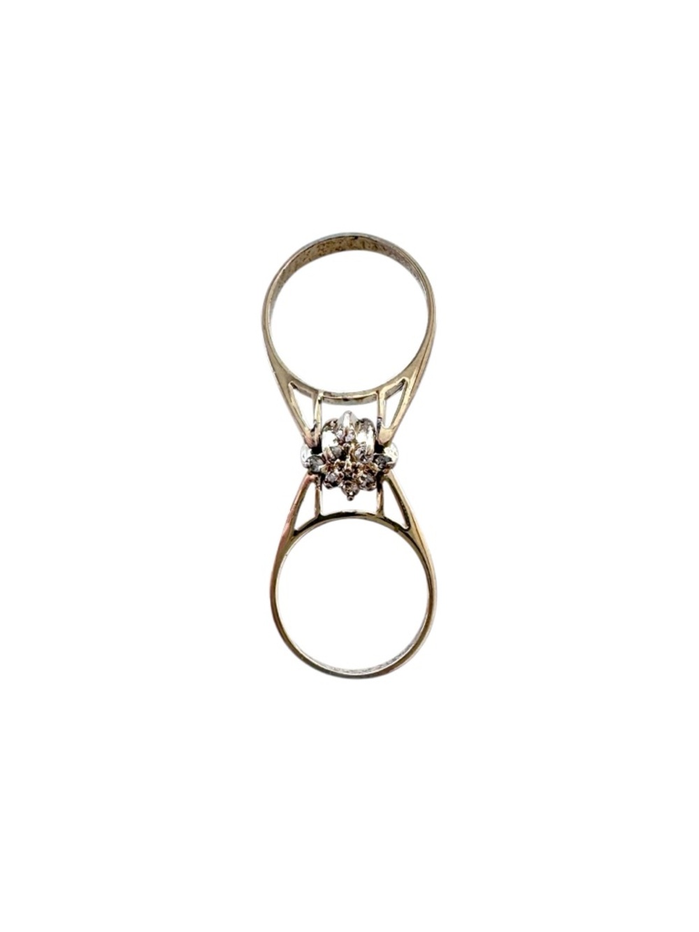 Rhinestone and Faux Peridot Prong Set Gold Tone Reversible Flip Transformer Ring - Picture 4 of 7